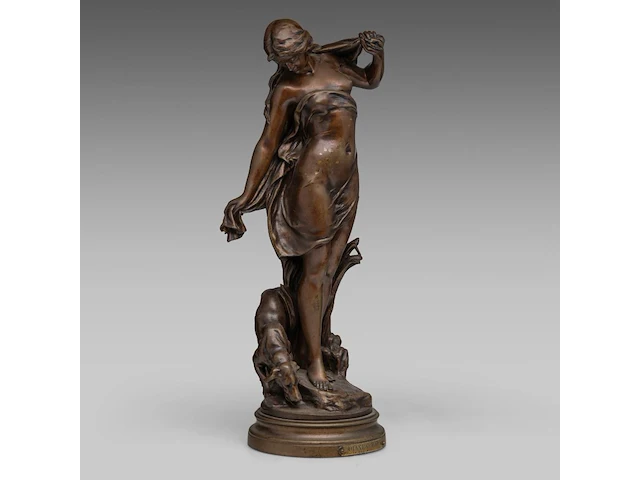 Mathurin moreau (1822-1912), 'diane au bain', patinated bronze 51 cm. (20.07 in.) - afbeelding 6 van  9