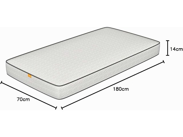 Matras 70x180 h14 cm - waterfoam, anti-allergisch, anti-huisstofmijt | primavera baby, wit - afbeelding 2 van  5