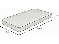 Matras 70x180 h14 cm - waterfoam, anti-allergisch, anti-huisstofmijt | primavera baby, wit - afbeelding 2 van  5