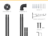 Matzwarte gordijnroedes 74-269cm - afbeelding 2 van  3