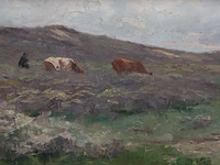 Maurice hagemans (1852-1917), grazing cows in a landscape, oil on canvas 21 x 36.5 cm. (8.26 x 14.36 in.), frame: 37.5 x 53 cm. (14.75 x 20.87 in.)