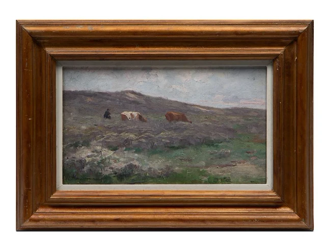 Maurice hagemans (1852-1917), grazing cows in a landscape, oil on canvas 21 x 36.5 cm. (8.26 x 14.36 in.), frame: 37.5 x 53 cm. (14.75 x 20.87 in.) - afbeelding 2 van  6