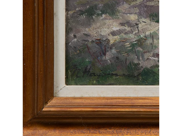 Maurice hagemans (1852-1917), grazing cows in a landscape, oil on canvas 21 x 36.5 cm. (8.26 x 14.36 in.), frame: 37.5 x 53 cm. (14.75 x 20.87 in.) - afbeelding 4 van  6