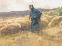Maurice hagemans (1852-1917), shepherd with his flock of sheep, watercolour on paper 36 x 53 cm. (14.16 x 20.87 in.), frame: 46 x 63 cm. (18.10 x 24.80 in.) - afbeelding 5 van  6