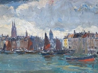 Maurice seghers (1883-1959), a pair of views with boats, oil on cardboard 24 x 34 cm. (9.44 x 13.39 in.), frame: 28.5 x 38.5 cm. (11.22 x 15.16 in.) - afbeelding 2 van  7