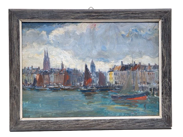 Maurice seghers (1883-1959), a pair of views with boats, oil on cardboard 24 x 34 cm. (9.44 x 13.39 in.), frame: 28.5 x 38.5 cm. (11.22 x 15.16 in.) - afbeelding 3 van  7