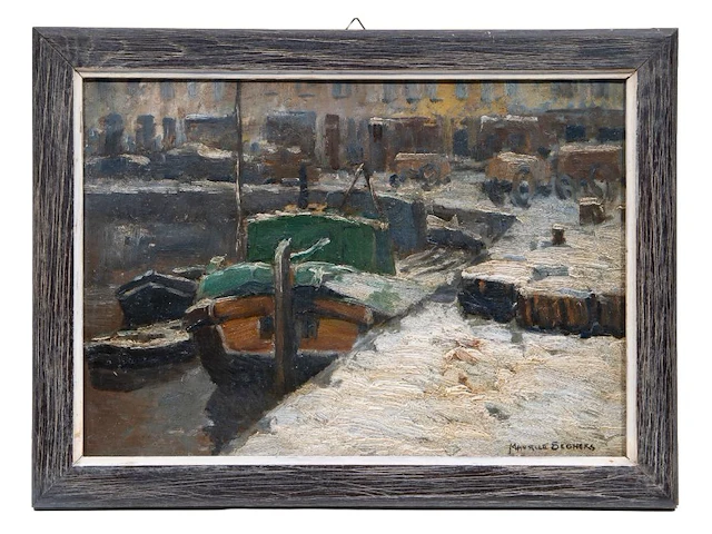 Maurice seghers (1883-1959), a pair of views with boats, oil on cardboard 24 x 34 cm. (9.44 x 13.39 in.), frame: 28.5 x 38.5 cm. (11.22 x 15.16 in.) - afbeelding 5 van  7