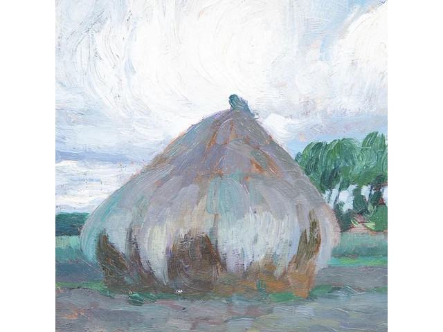 Maurice sijs (1880-1972), landscape with haystack and the church of sint-martens-latem, 1906, oil on cardboard 25.5 x 34 cm. (10.03 x 13.39 in.), frame: 28.5 x 37 cm. (11.22 x 14.57 in.) - afbeelding 5 van  5