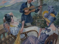 Maurice toussaint (1882-1974), a pleasant company at an alpine lake, pastel on paper 42 x 29.5 cm. (16.53 x 11.60 in.), frame: 49.5 x 36.5 cm. (19.48 x 14.36 in.)