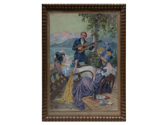 Maurice toussaint (1882-1974), a pleasant company at an alpine lake, pastel on paper 42 x 29.5 cm. (16.53 x 11.60 in.), frame: 49.5 x 36.5 cm. (19.48 x 14.36 in.) - afbeelding 2 van  8