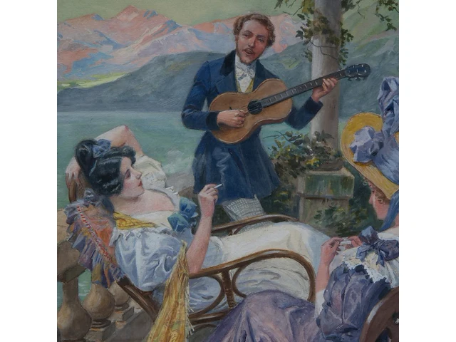 Maurice toussaint (1882-1974), a pleasant company at an alpine lake, pastel on paper 42 x 29.5 cm. (16.53 x 11.60 in.), frame: 49.5 x 36.5 cm. (19.48 x 14.36 in.) - afbeelding 7 van  8