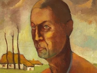 Maurice van essche (1906-1977), portrait of a farmer, 1929, oil on canvas 60 x 50 cm. (23.62 x 19.67 in.), frame: 72 x 62 cm. (28.35 x 24.41 in.)