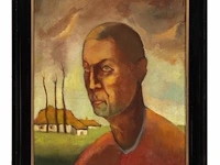 Maurice van essche (1906-1977), portrait of a farmer, 1929, oil on canvas 60 x 50 cm. (23.62 x 19.67 in.), frame: 72 x 62 cm. (28.35 x 24.41 in.) - afbeelding 2 van  5