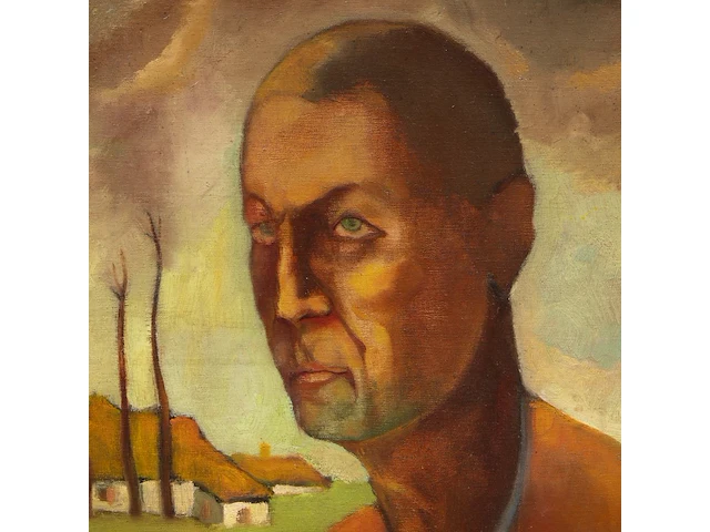 Maurice van essche (1906-1977), portrait of a farmer, 1929, oil on canvas 60 x 50 cm. (23.62 x 19.67 in.), frame: 72 x 62 cm. (28.35 x 24.41 in.) - afbeelding 5 van  5
