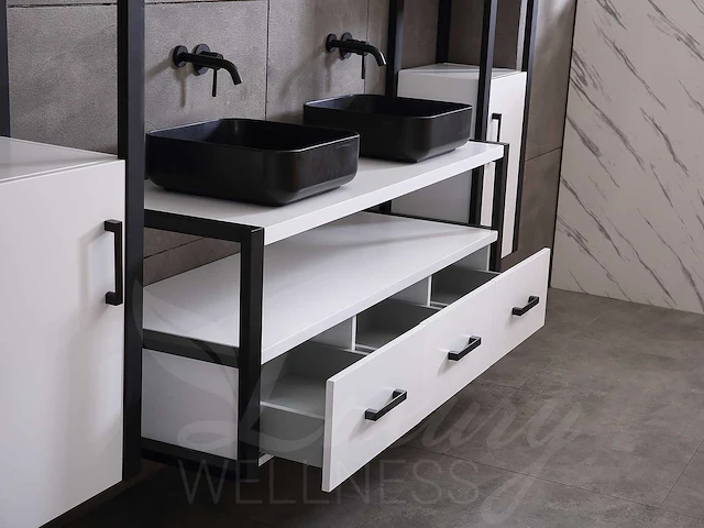 Mawialux badkamermeubel 150cm met 2 hangkasten - mat wit - afbeelding 4 van  31