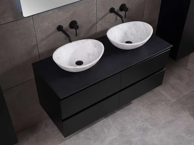 Mawialux badkamermeubel 2-persoons 120cm - mat zwart met (hangkast) - afbeelding 10 van  25