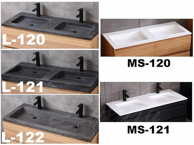 Mawialux badkamermeubel 2-persoons 120cm - mat zwart met (hangkast) - afbeelding 15 van  25