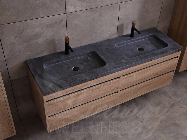 Mawialux badkamermeubel 2-persoons 160cm bruin eiken met hangkast - afbeelding 4 van  53