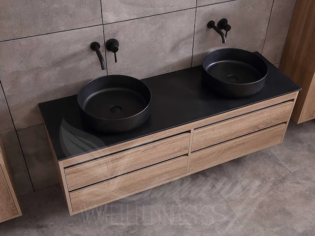 Mawialux badkamermeubel 2-persoons 160cm bruin eiken met hangkast - afbeelding 30 van  53