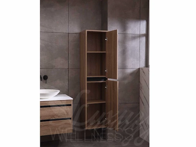 Mawialux badkamermeubel 2-persoons 160cm bruin eiken met hangkast - afbeelding 43 van  53