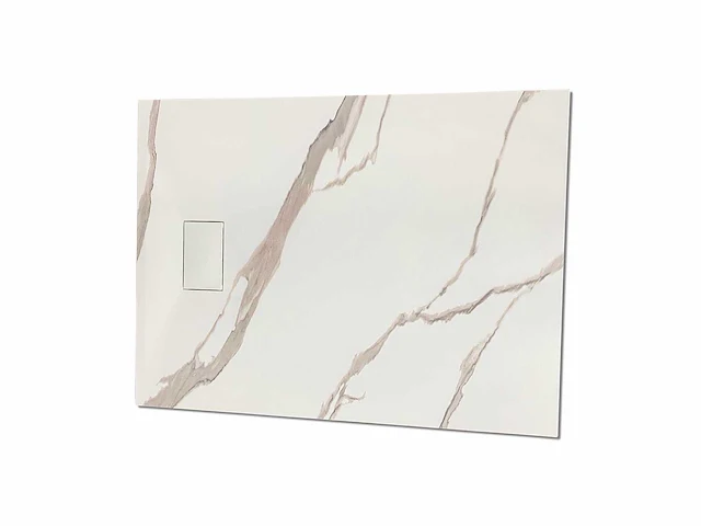 Mawialux douchebak 120x90cm - wit marmer - afbeelding 2 van  4