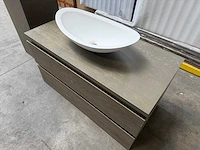 Mawialux eikenhout badkamermeubel - 100cm grey smoked - (met hangkast) - afbeelding 4 van  8