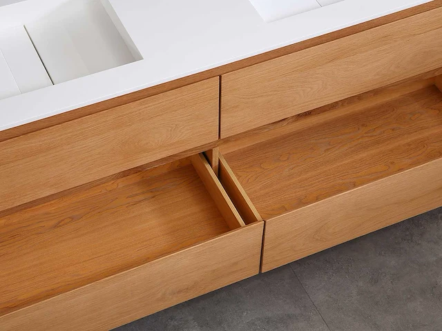 Mawialux eikenhout badkamermeubel 160cm (eiken natural) met (hangkast) - afbeelding 6 van  30