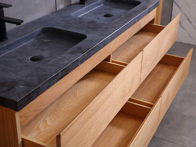 Mawialux eikenhout badkamermeubel 160cm (eiken natural) met (hangkast) - afbeelding 11 van  30