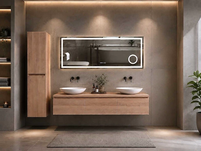 Mawialux eikenhout badmeubelset 150 of 180cm (eiken white wash) - afbeelding 9 van  15