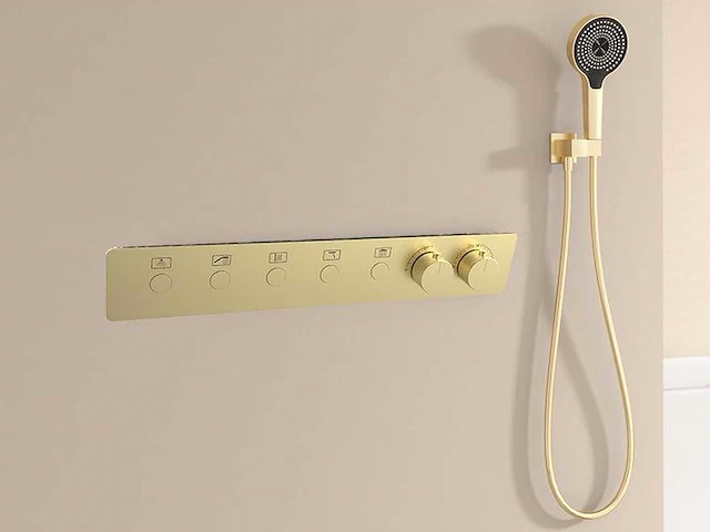 Mawialux exclusieve inbouw regendouche met 5 functies en bluetooth - geborsteld goud - afbeelding 3 van  5