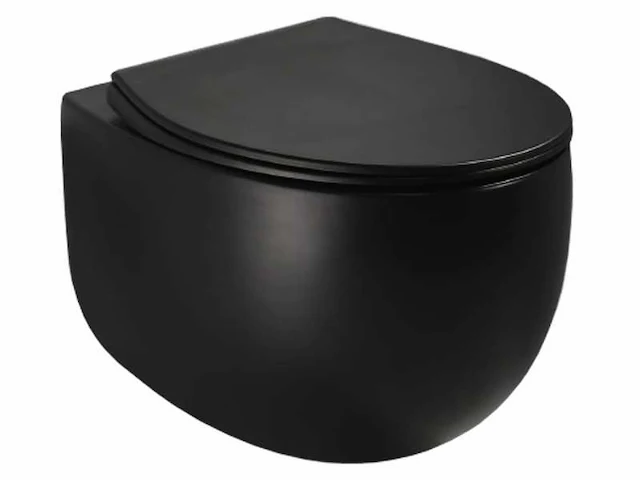 Mawialux hangend rimless toilet - mat zwart - afbeelding 1 van  5