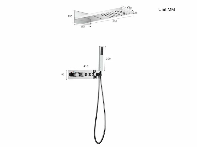 Mawialux inbouw regendouche met waterval (in 3 kleuren beschikbaar) - afbeelding 10 van  10