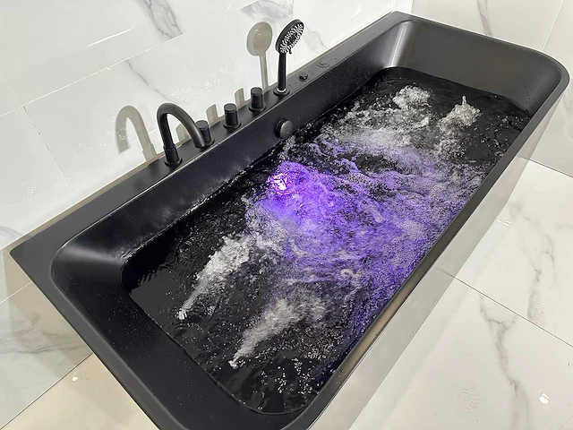 Mawialux opbouw design massagebad met bluetooth - mat zwart - afbeelding 2 van  13