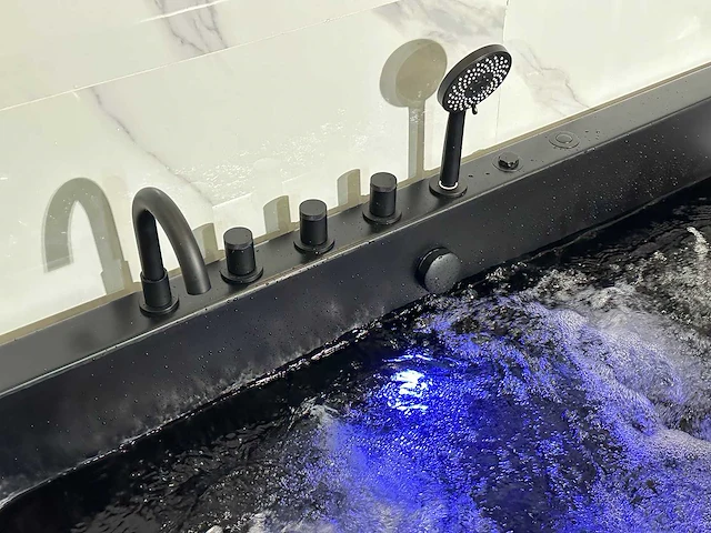 Mawialux opbouw design massagebad met bluetooth - mat zwart - afbeelding 3 van  13