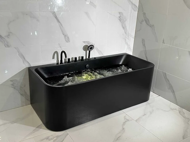Mawialux opbouw design massagebad met bluetooth - mat zwart - afbeelding 4 van  13