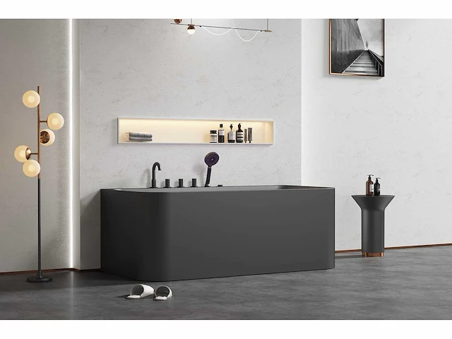 Mawialux opbouw design massagebad met bluetooth - mat zwart - afbeelding 1 van  13