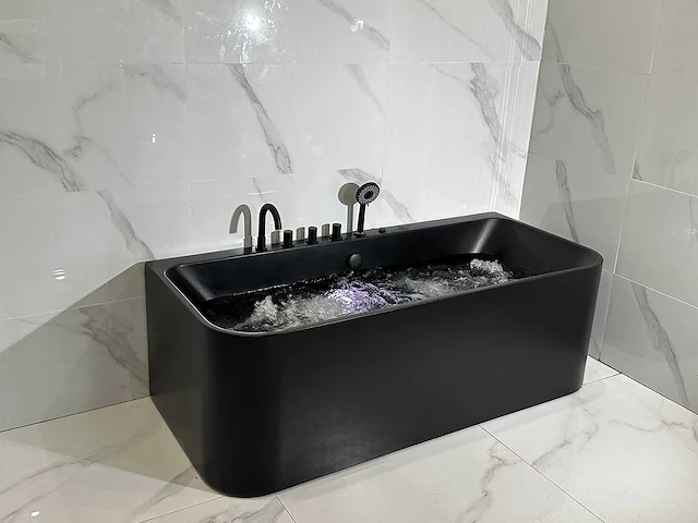 Mawialux opbouw design massagebad met bluetooth - mat zwart - afbeelding 10 van  13