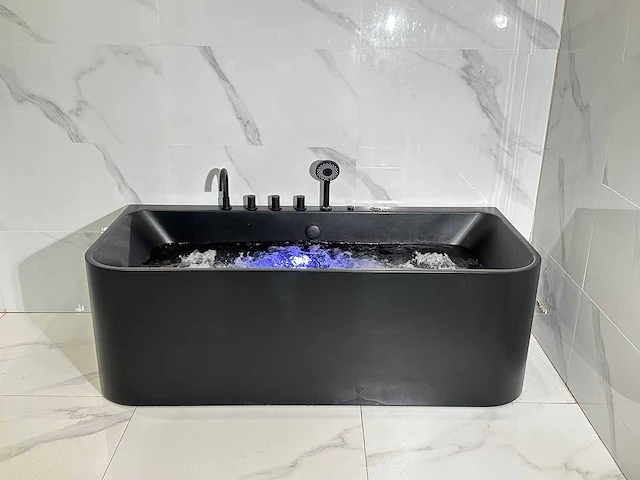Mawialux opbouw design massagebad met bluetooth - mat zwart - afbeelding 13 van  13