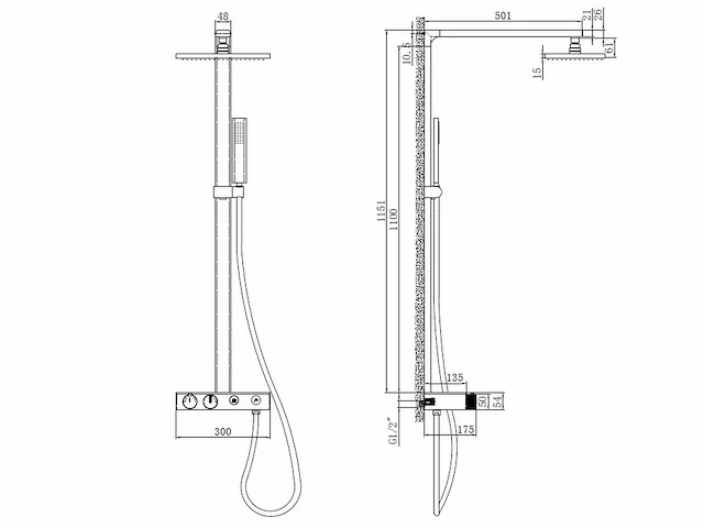Mawialux thermostatisch design opbouw regendoucheset - mat zwart - afbeelding 4 van  6
