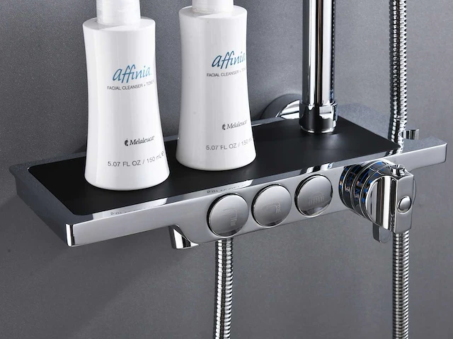 Mawialux thermostatisch opbouw regendoucheset - chroom met mat zwart - afbeelding 7 van  12
