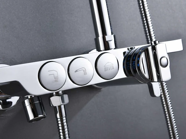 Mawialux thermostatisch opbouw regendoucheset - chroom met mat zwart - afbeelding 1 van  12