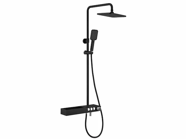Mawialux thermostatisch opbouw regendoucheset - mat zwart met chroom bediening - afbeelding 10 van  10
