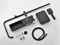 Mawialux thermostatisch opbouw regendoucheset - mat zwart met chroom bediening - afbeelding 3 van  10
