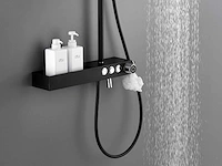 Mawialux thermostatisch opbouw regendoucheset - mat zwart met chroom bediening - afbeelding 4 van  10