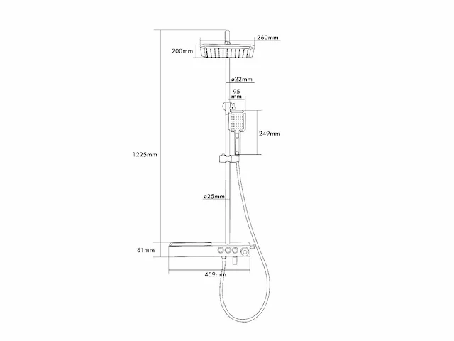 Mawialux thermostatisch opbouw regendoucheset - mat zwart met chroom bediening - afbeelding 9 van  10