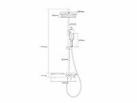 Mawialux thermostatisch opbouw regendoucheset - mat zwart met chroom bediening - afbeelding 9 van  10