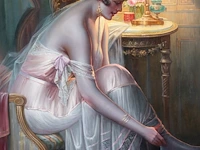 Max carlier (1872-1938), 'effet de lumière', oil on canvas 110 x 72 cm. (43.31 x 28.35 in.), frame: 132 x 95 cm. (51.96 x 37.39 in.)