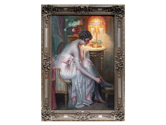 Max carlier (1872-1938), 'effet de lumière', oil on canvas 110 x 72 cm. (43.31 x 28.35 in.), frame: 132 x 95 cm. (51.96 x 37.39 in.) - afbeelding 2 van  8