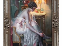 Max carlier (1872-1938), 'effet de lumière', oil on canvas 110 x 72 cm. (43.31 x 28.35 in.), frame: 132 x 95 cm. (51.96 x 37.39 in.) - afbeelding 2 van  8