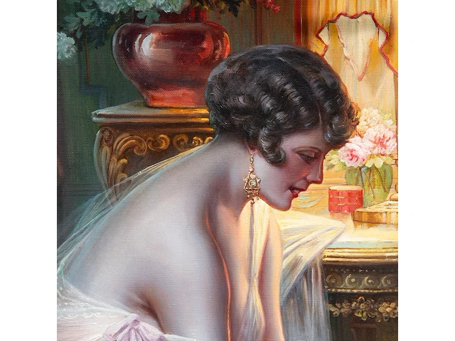 Max carlier (1872-1938), 'effet de lumière', oil on canvas 110 x 72 cm. (43.31 x 28.35 in.), frame: 132 x 95 cm. (51.96 x 37.39 in.) - afbeelding 6 van  8